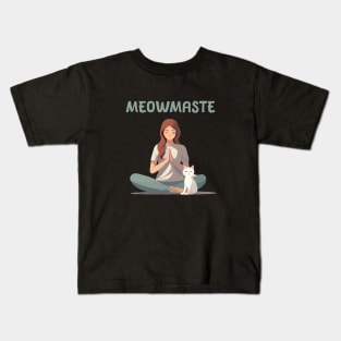 Meowmaste - Yoga and cats lover Kids T-Shirt